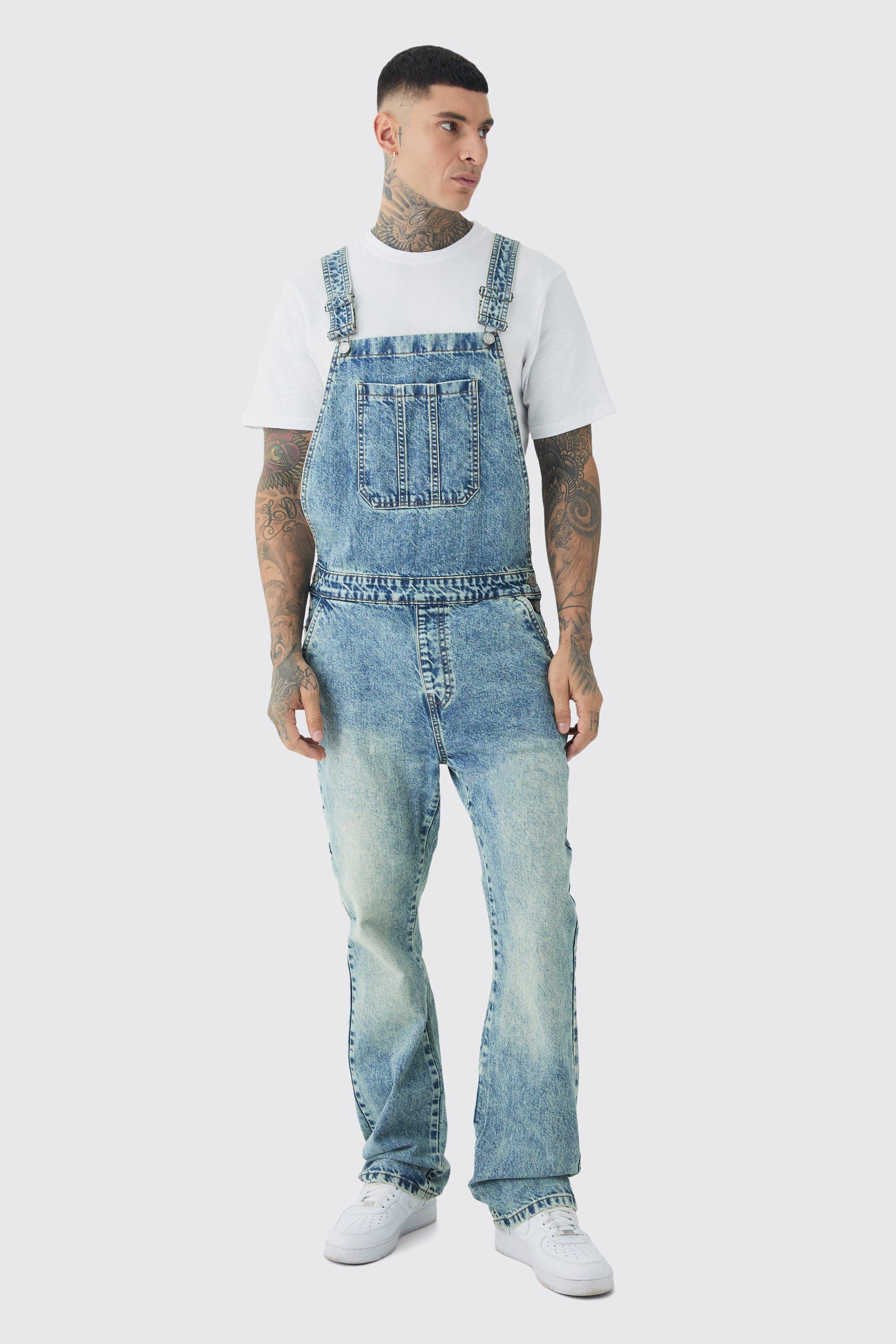 Mens Blue Tall Straight Leg Dungaree, Blue